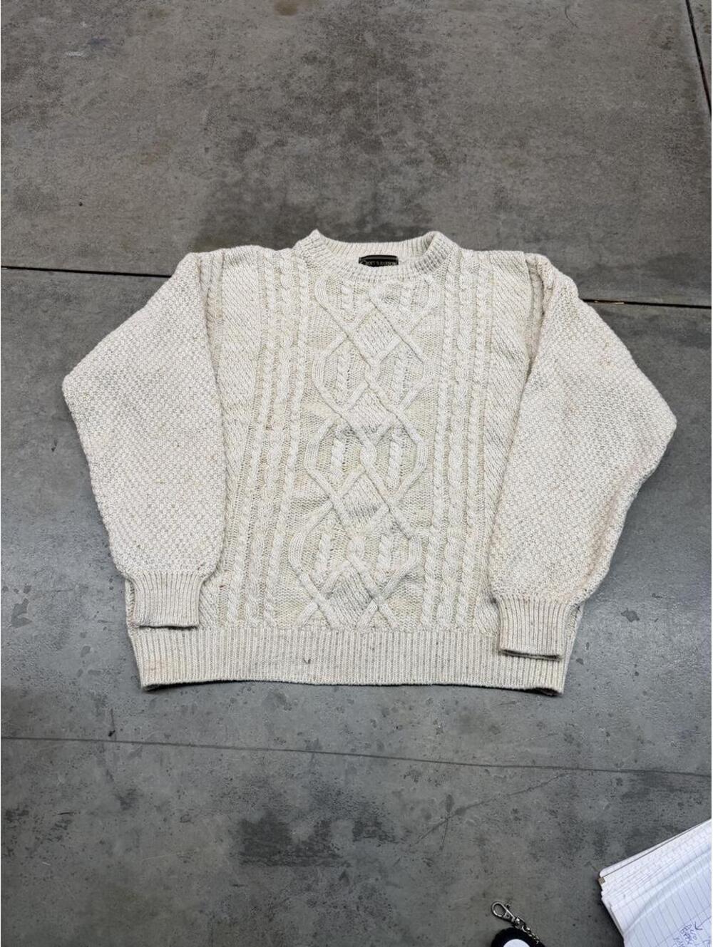 vintage croft and barrow made in usa beige cable knit sweater size large